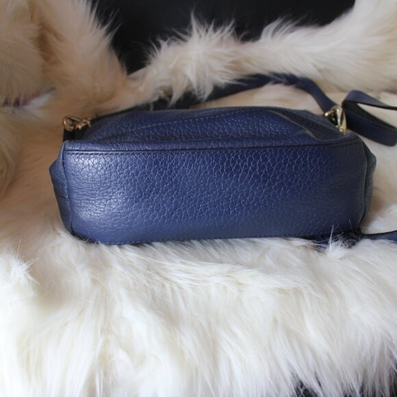 Kate Spade Blue Pebbled Leather Polly Large Convertible Crossbody Handbag Purse - Picture 3 of 9